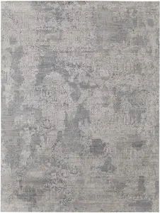 360 stand 9x12 ft. Silver & Gray Abstract Print Handwoven Distressed Look Rectangle Area Rug, Living Room Decor, Indoor Use, Casual