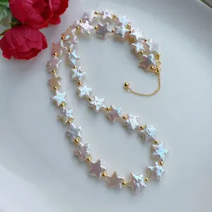 Piswency Star Pearl Necklace, Genuine Freshwater Pearls Jewelry, 925 Sterling Silver Barouqe Pearl Necklace, Gift for Her