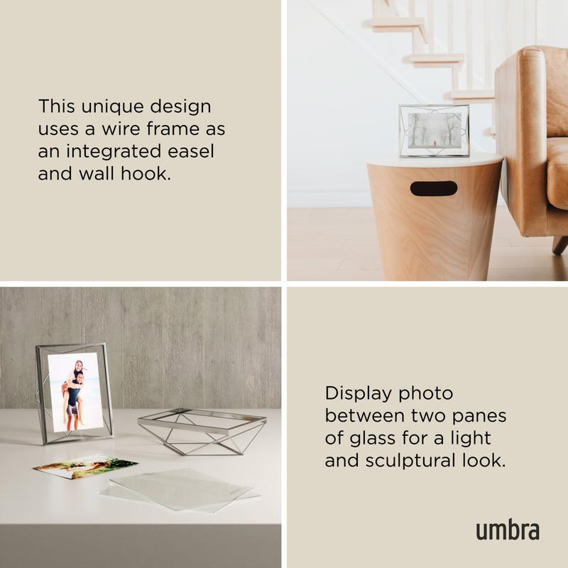 Umbra Prisma Picture Frame, Modern Geometric Wire Frame, Floating Photo Display for Wall or Tabletop Border Transparent