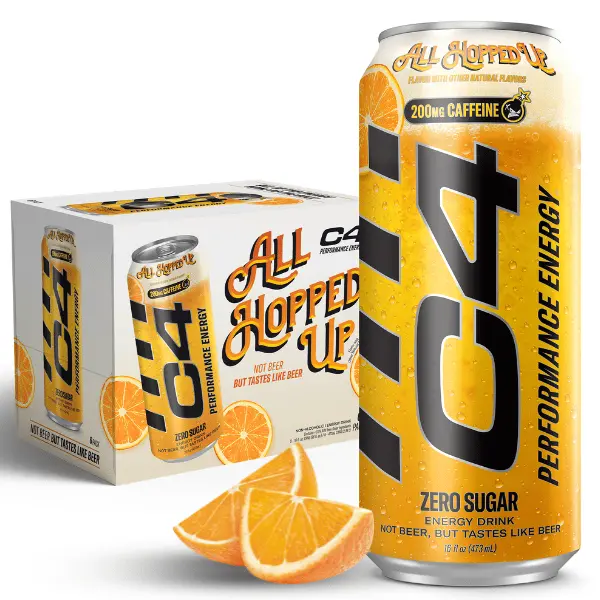 C4 Performance Energy All Hopped Up - Zero Sugar, 200mg Caffeine | Not Beer But Tastes Like Beer, 16oz 6 Pack