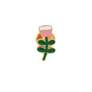 Rosa Blomst Enamel Flat Back Stud