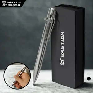 BASTION Stainless Steel Bolt Action Pen - Durable Professional Ballpoint with Fine Tip & Retractable Design - EDC Refillable Pen