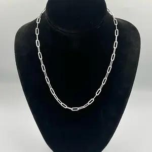 Cadena diseño paper clip para hombre o mujer plata 925