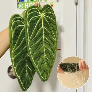 Plant Towel Ultra Absorbent Quick Dry Bathroom and Kitchen Towel, Tropical Leaves Design Hand Towel with Hanging Loop
