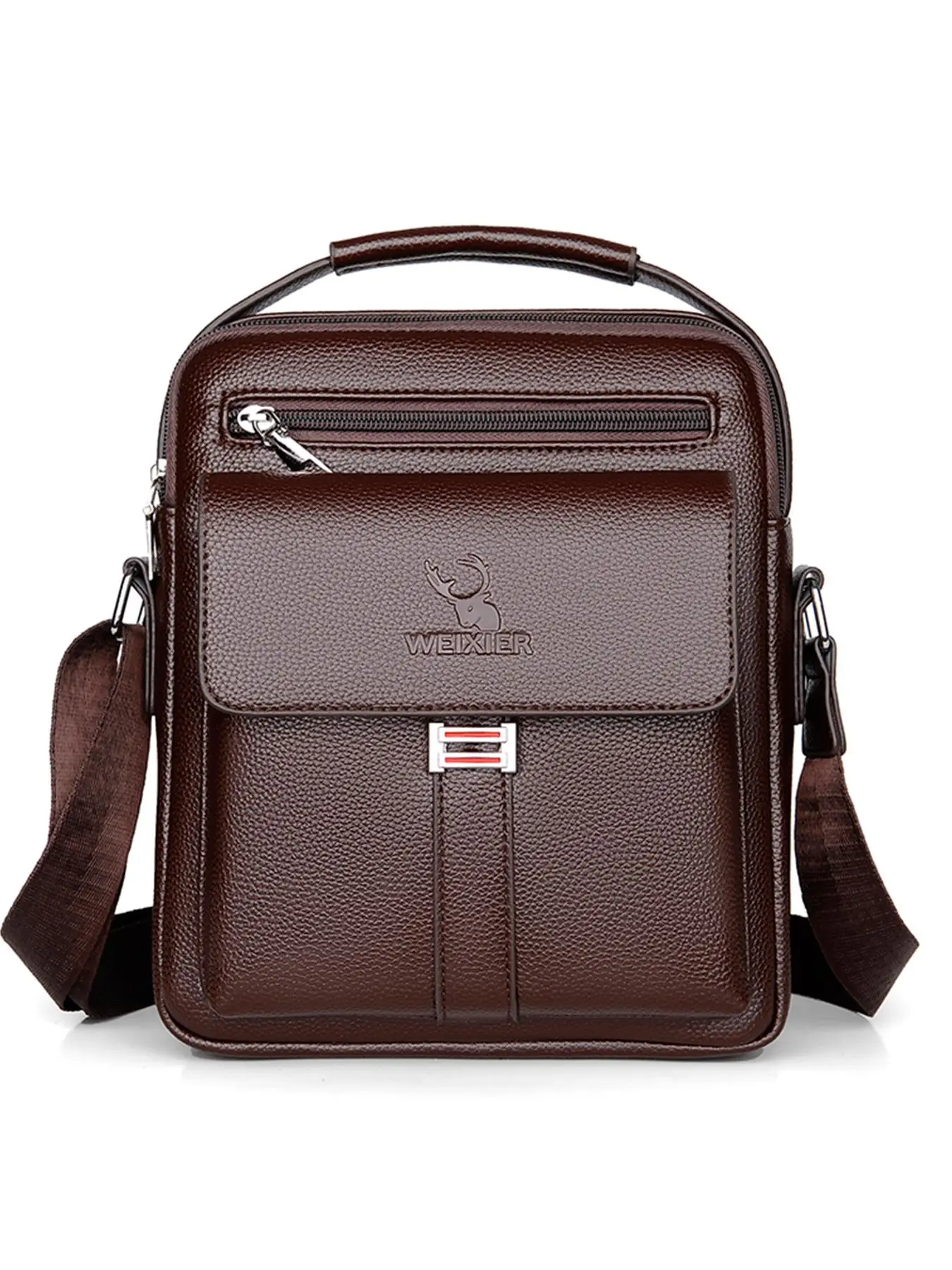 Men's Casual Solid Color Crossbody Bag, Vintage Pu Leather Zipper Shoulder Bag for Daily Used, Casual Trendy Versatile High-quality Daily Commuting Ba