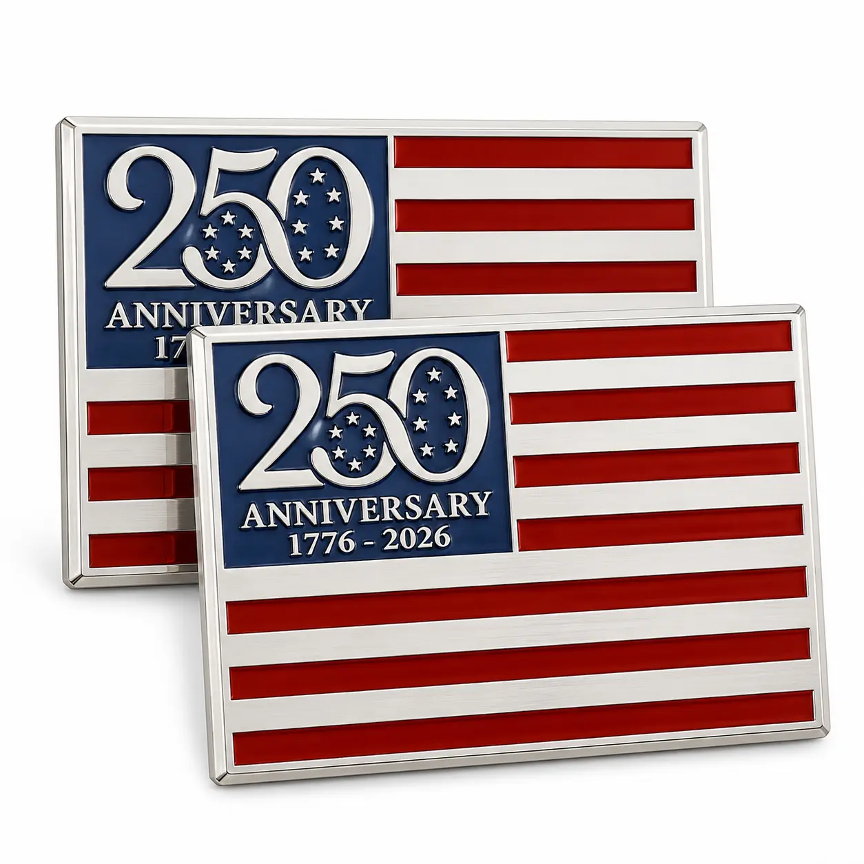 2PCS USA 250th Anniversary 3D Metal Badge - 1776-2026 Patriotic American Flag Sticker, Outdoor Car Accessories, Automotive Decals for Cars, Trucks, SUVs, RVs & Home Decor