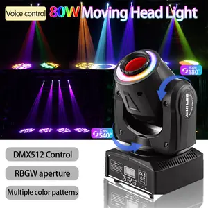 80W LED Disco Lights DMX 512 Sound Control Moving Head Beam Pattern Light with Radiant Stage Light  for DJ KTV, Bar, Private Room, Club,Wedding Party event and Disco auto mode Lightin White Blue