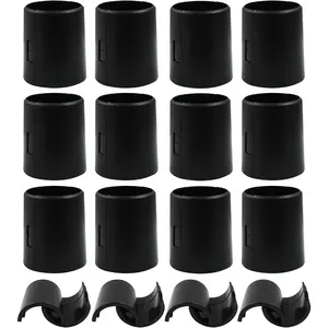 32Pcs (16 Pairs) Wire Shelf Clips 1.5" 38.3mm Inner Diameter Post Wire Shelving Lock Clips Black Plastic Shelving Sleeves Replacements for Wire Shelving System