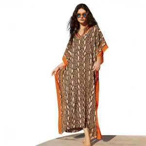 Women Plus Size Kaftans Womenswear Boho Bohemian Ethnic Print Printing Baggy Soft Long Dress Kaftan Dress Caftan Moo Moo Dress Casual Swimsuit Cover Up Cover Up Beach Vacation Party Daily Wear Homewear Lounge Wear Mrs. Roper Kaftan Swimsuit bubu mumu