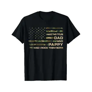 Men's Wear Men's & Women's I Have Two Titles Dad & Pappy T-Shirt - 180g Big & Tall Comfortable Cotton Tee, Plus Size Casual Round Neck Short Sleeve Shirt for Father's Day & Christmas Gift - Grandpa Pappy Title Year-Round Wear, PLUS SIZE