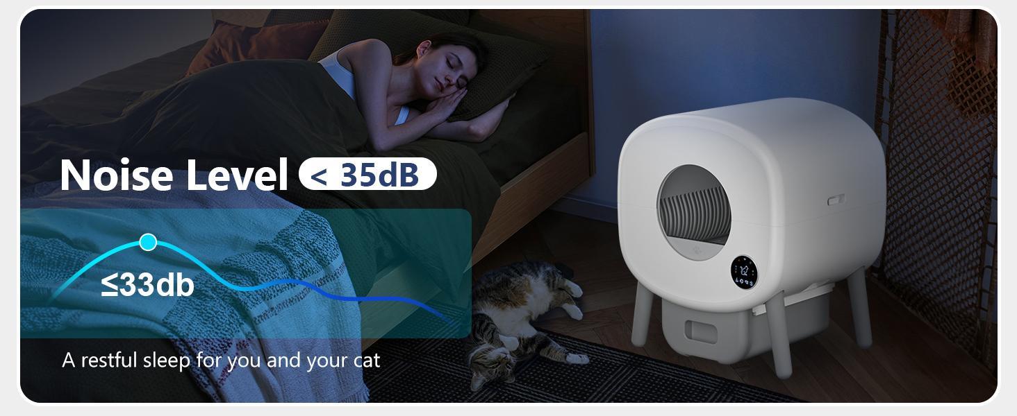 TAYACICY Automatic Self Cleaning Litter Box, Large Capacity Cat Litter Box Self Cleaning for Cats 2.2-33lbs, App Control,Safety Protection, 2 Roll Garbage Bags,White & Grey