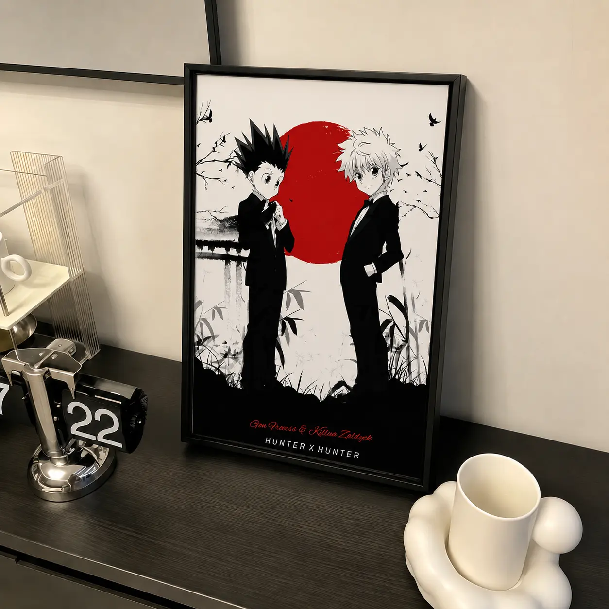 Hunter x Hunter Anime Poster  HxH Gon Killua Hisoka Leorio Anime Framed Canvas Wall Art, Japanese Manga Ready-to-Hang Canvas Print for Bedroom, Dorm Room, Game Room Decor, Gift for Anime Fans and Manga Lovers