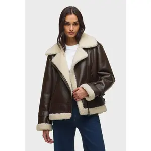 Vegan Leather Sherpa Jacket