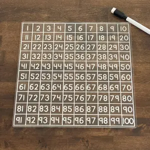Graph Paper Math Board with 1-100 Numbers -  1 x 1” inch boxes and 10 x 10 Size - Boxes Tracing Mat Math Learning Education