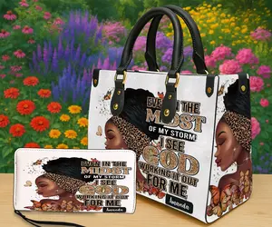 Personalized Leopard Headwrap Portrait Handbag & Wallet Options – Custom Name Art Design, Butterfly Floral Illustration with Inspirational Quote Style, Top Handle Purse or Zipper Wallet, Meaningful Gift for Her