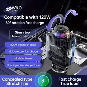 car bracket Three-In-One Multifunctional Car Charger - Perfume Machine, Purple Starry Sky Ceiling Light, Dual 80cm/32inch Retractable Cable, Durable And Tangle-Free, Air Freshener Car Perfume Auto Fragrance - Great Atmosphere - Prefect Chri