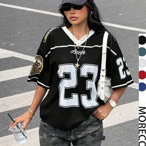Women's Y2K Vintage Mesh Breathable Athletic Top, Casual Fitted Streetwear Shirt, Breathable Sports Style for Daily Wear, All Seasons