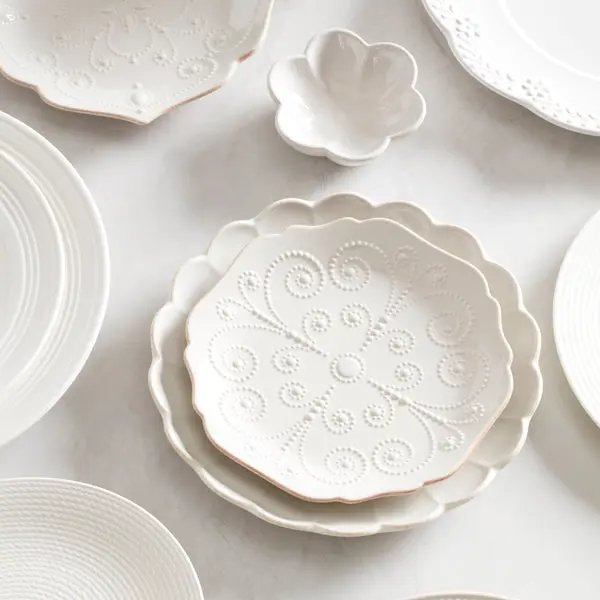 Lenox 895084 French Perle Scallop Edge Round Plate Mini Ring Dish, Table Setting Decor
