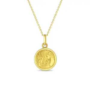 Baptism Medal 11mm Toddler/Kids Necklace Religious - 14k Gold Over Sterling Silver