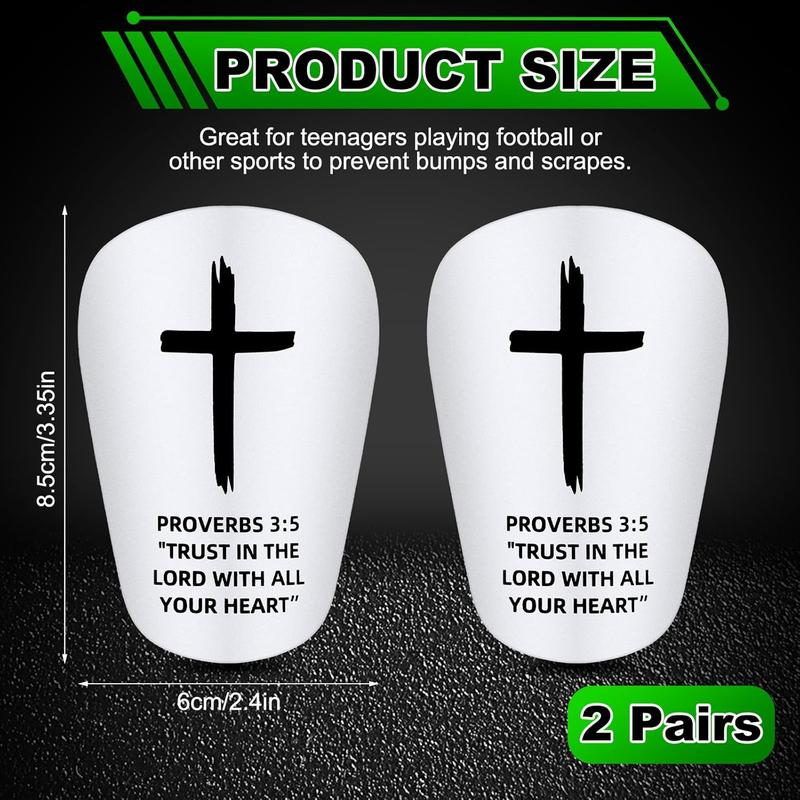 2 Pairs Mini Soccer Shin Guards Christian Faith 3.15 x 1.97 Inches Cross Small Shin Guards with Bible Verse Religious Soccer Football Pads for Kids Adult