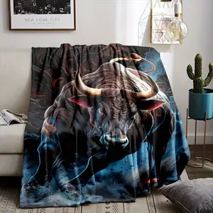 Cartoon Bull Print Throw Blanket  Fun and Soft Blankets, Perfect for Home Bedroom Bed Sofa Picnic Travel and Office Use Ideal for Christmas and Holiday Gifts.