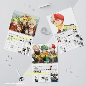 My Hero Boku No Hero Wall Calendar 2026, MHA Deku Bakugo Shoto Merch Gifts, Anime Manga Home Decor Includes Centered Hole for Hanging