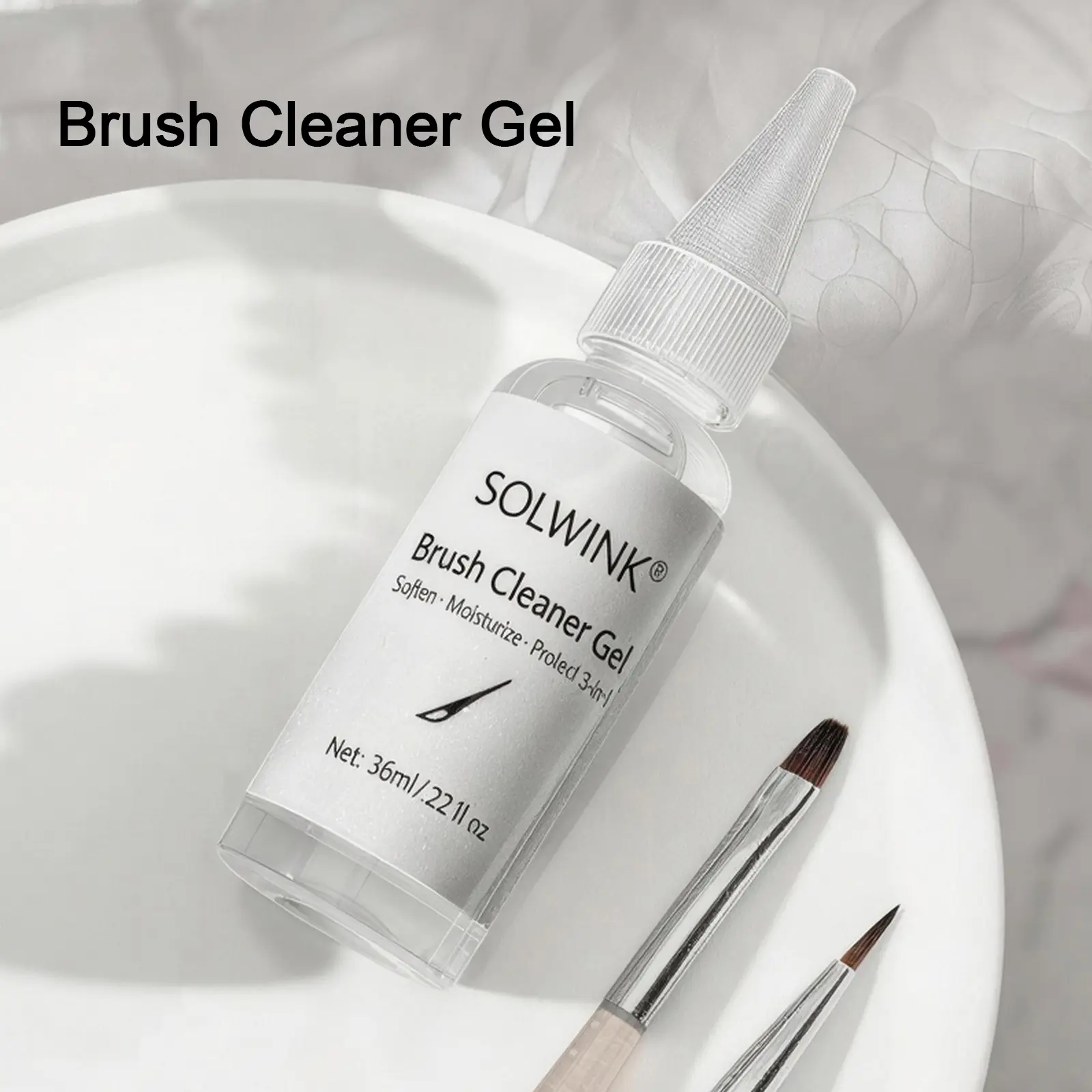 SOLWINK Nail Brush Cleaner Gel - Nail Care Cleaner & Restorer for Solid Gel Polish Brushes, Moisturize & Protect Manicure Tools