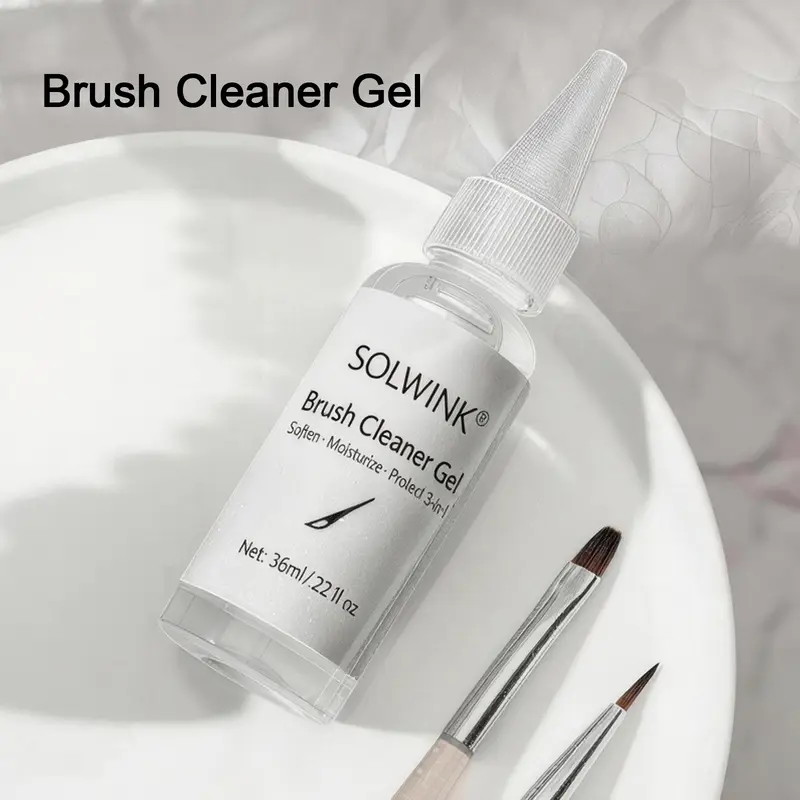 SOLWINK Nail Brush Cleaner Gel Cleanser (50g) - Nourishing Nail Care for Solid Gel Polish Brushes, Softens, Deep Cleans, Moisturizes, Protects Manicure Tools with Diethylaminoethyl Methacrylate/Perfluorohexylethyl Methacrylate Crosspolymer