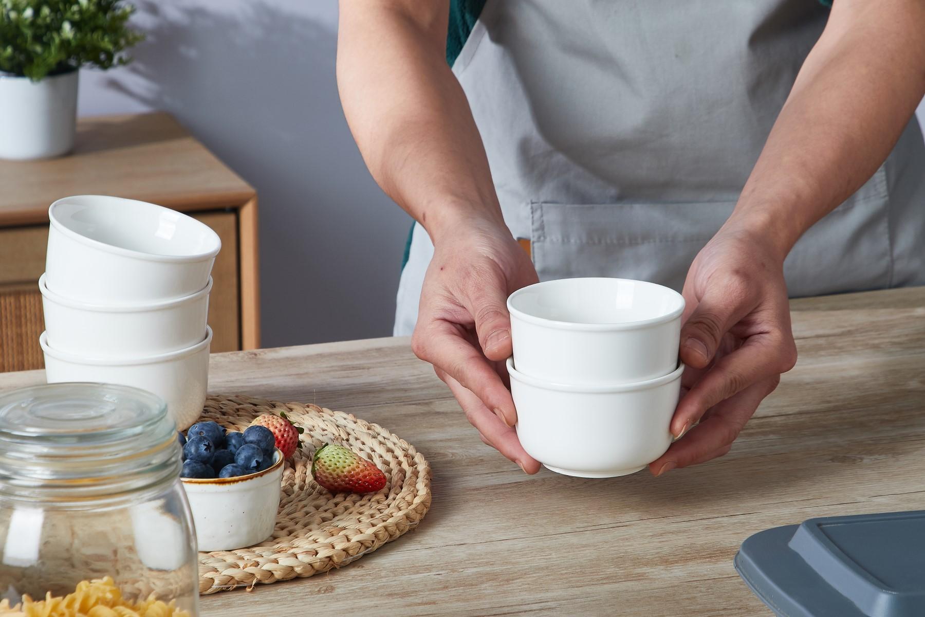 6pcs & 8pcs Porcelain Soup Bowls, 8oz White Ceramic Bowls For Kitchen, Cereal Bowl ForOatmealFruit, Salad, Ramen And Rice Bowl -Dishwasher & Microwave Safe Bowls, White,, IdealFor Daily Meals, Family Dinners, Parties, And Entertaining