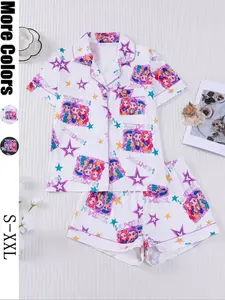 Huntrix Kpop Pajama Set for Women, Demon Hunter Tiger Silky Sleepwear, Holiday Party Lounge Outfit, Anime Fan Gift Idea