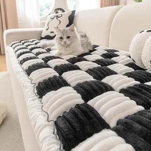 Autumn Winter Thickened Sofa Cushion Covers, Bohemian Stripe Jacquard Warm Sofa Slipcovers, Fashion Couch Protector, Anti-Slip Pet-Friendly Home Decor