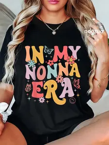 100% Cotton Unisex In My Nonna Era Groovy Retro Mothers Day Butterfly Women T-Shirt Casual Top