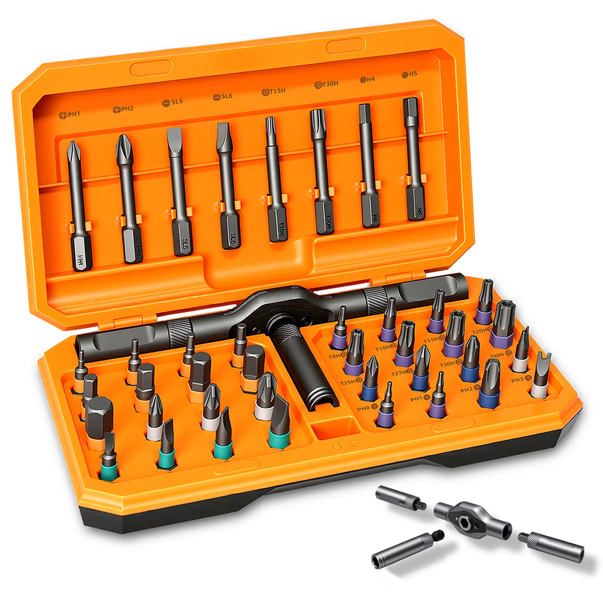 42-in-1 Magnetic Ratchet Screwdriver Set (with Detachable T-Handle)Multifunctional Screwdriver — Household Repair Tool Kit for Furniture, Bike, PC & Electronics，Valentine's Day Gift for Boyfriend or Husband — Features Magnetic Suction Function