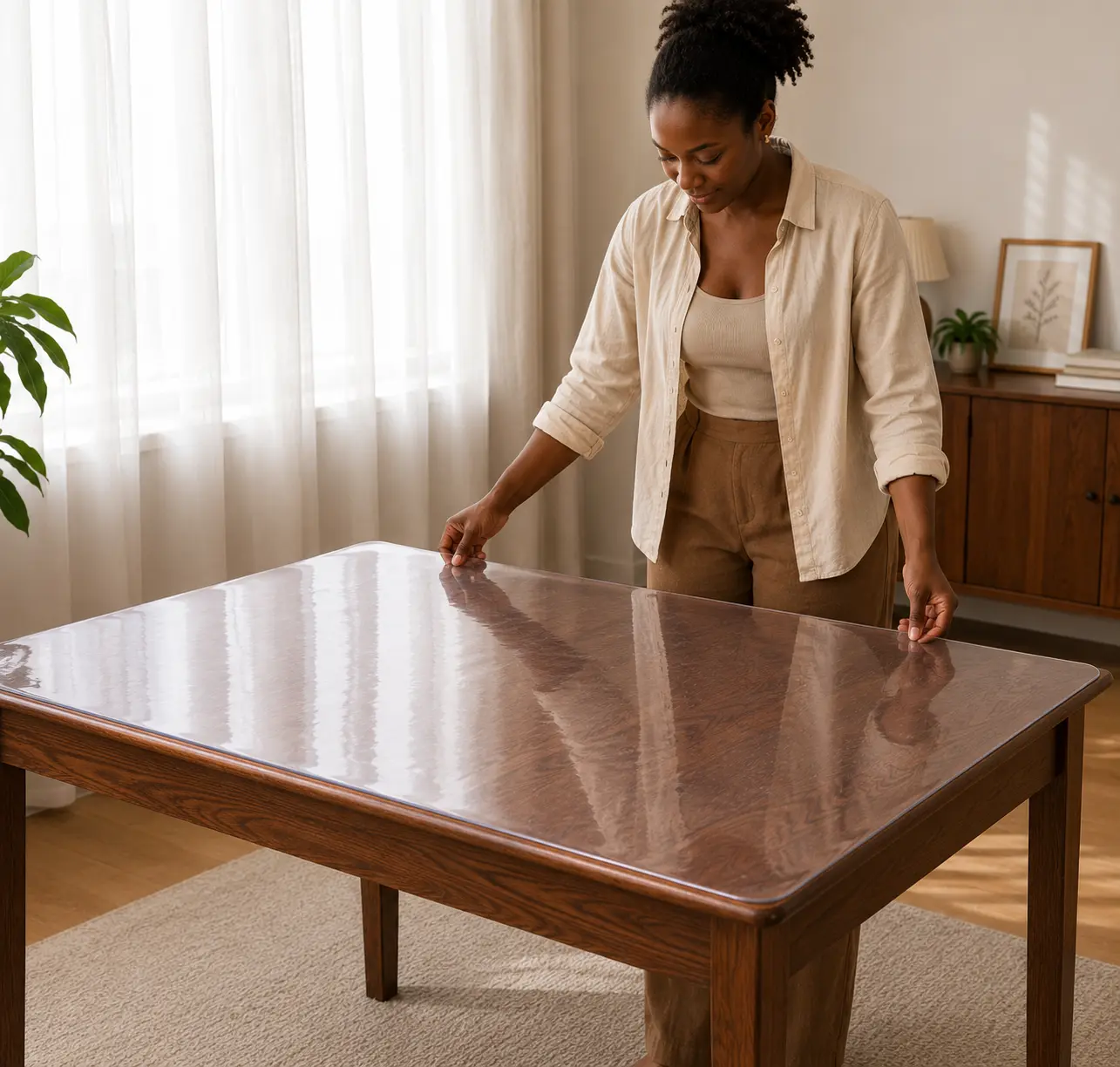 Thick Transparent Tablecloth Transparent Tablecloth Table Mat Protective Film Scratch-Resistant Heat-Resistant Tablecloth Table Surface Protective Film Suitable for Home Hotel Dining Table Tea Table Cloth Home Tablecloth