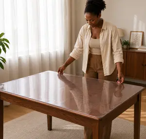 Thick Transparent Tablecloth Transparent Tablecloth Table Mat Protective Film Scratch-Resistant Heat-Resistant Tablecloth Table Surface Protective Film Suitable for Home Hotel Dining Table Tea Table Cloth Home Tablecloth