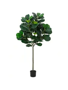 【Christmas Gift】Artificial Fiddle Leaf Fig Tree, 63 Inch Faux Ficus Lyrata Plant With 62 Fiddle Leaves, Fake Floor Plant In Pot For Indoor Outdoor Living Room House Office Garden Decor Decorative Fruit Plastic Ornaments
