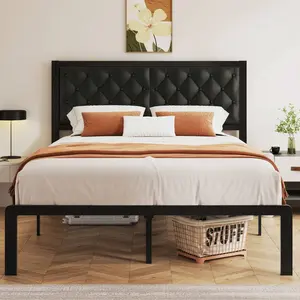 Queen/Full/Twin Bed Frame With Tufted Headboard Metal Platform Bed Frame With Under-Bed Storage,All Metal Support System,No Box Spring Needed,Noise-Free,Easy Assembly