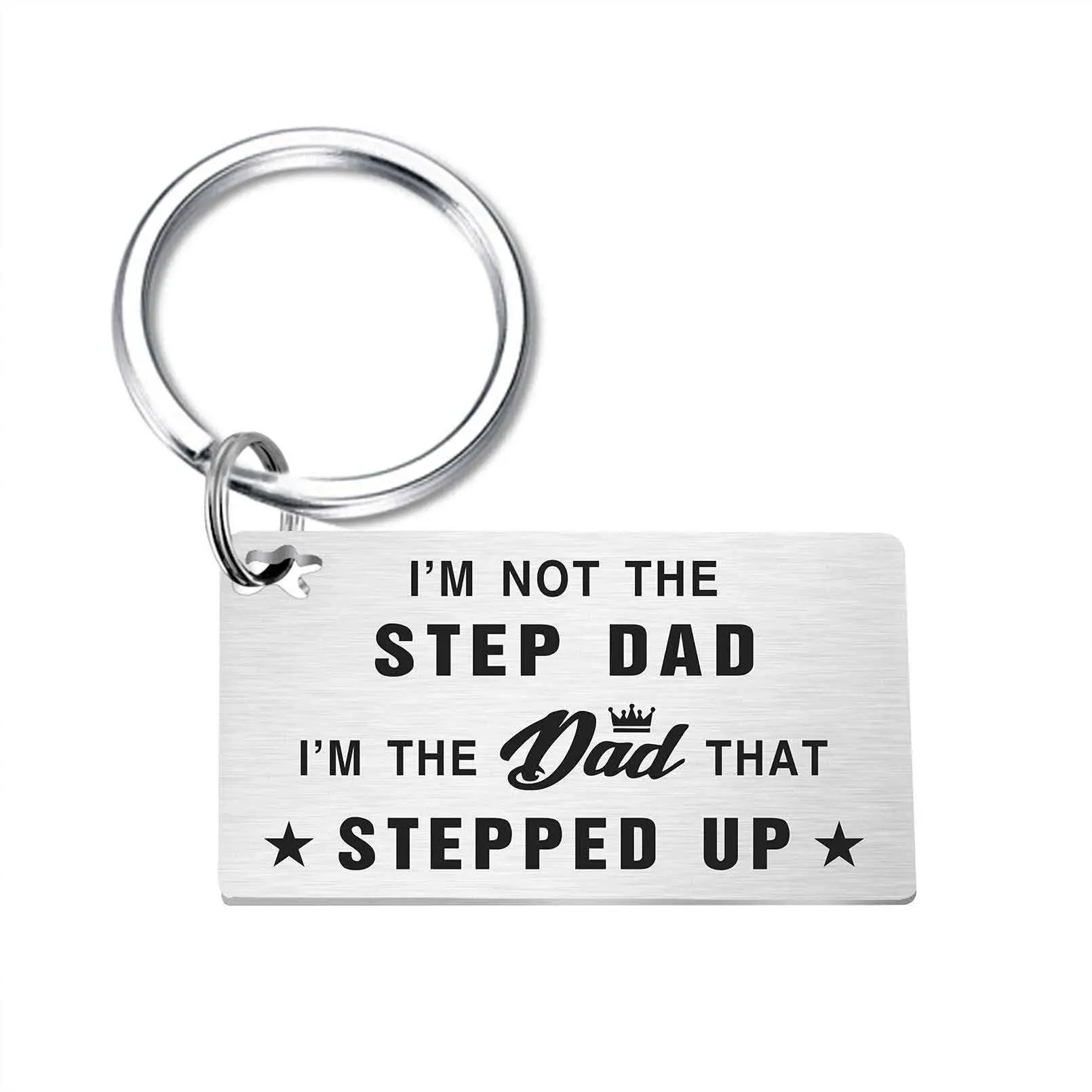 Step Dad Keychain, "I'm Not The Step Dad I'm The Dad That Stepped Up" Stainless Steel Engraved Keyring, Bonus Dad Appreciation Gift for Father's Day Birthday