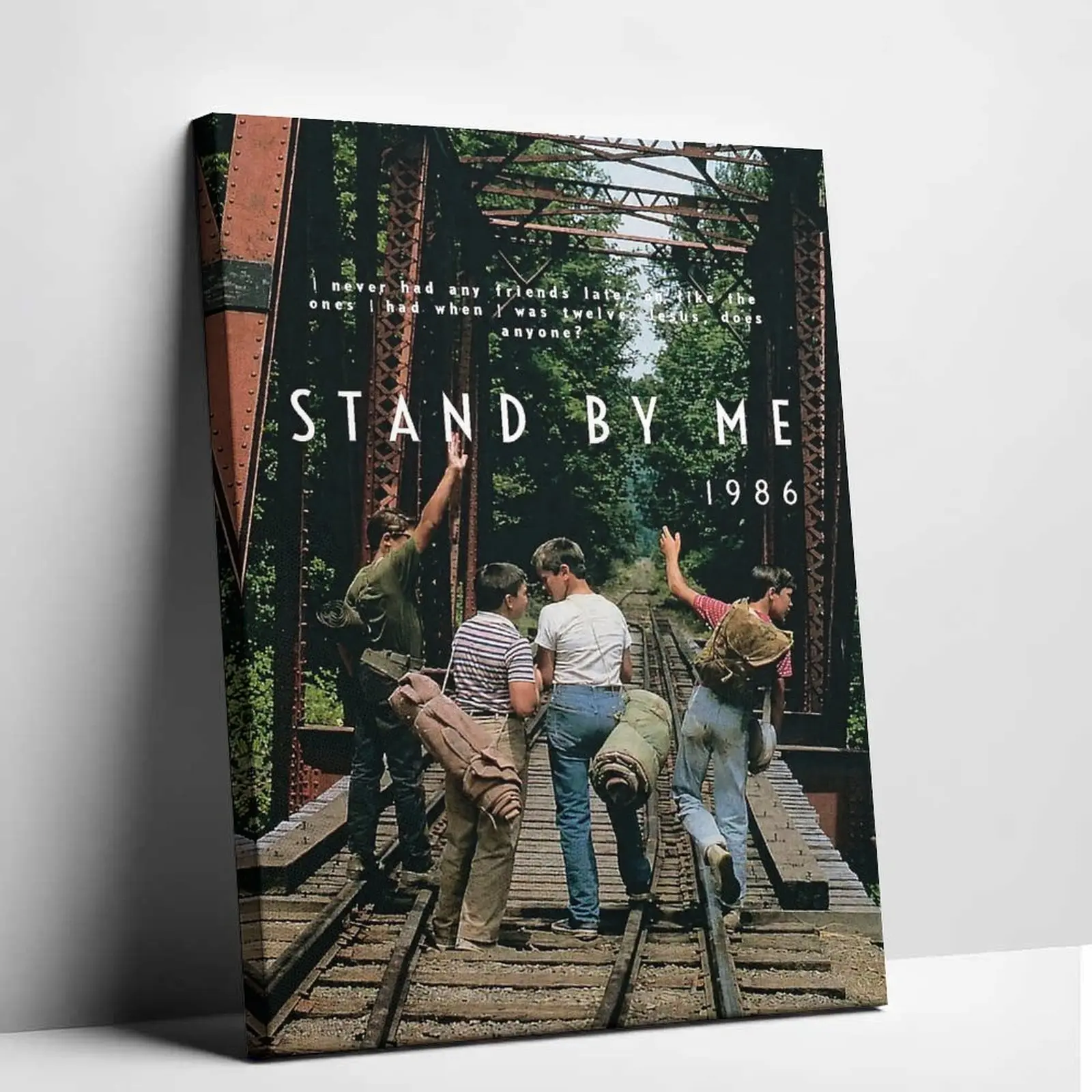 Stand by Me 1986 Classic Film Scene Canvas Wall Art Print, Retro Nostalgic Friendship Quote Painting, Vintage Aesthetic Decoration for Living Room, Office, Iconic Image, Office/Room