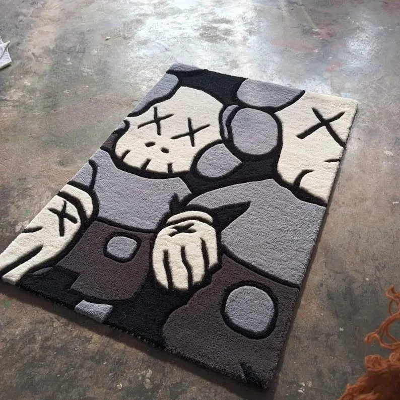 Custom Modern Wet Grass Area Rug - Handmade Tufted Wool Abstract, Non-Slip Scandinavian Indoor Living Room Floor Decor