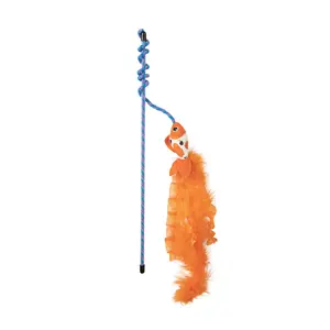 Kitty Quirky Koi Wand - Cute Orange Koi Character with Feather Accents on Blue Cord