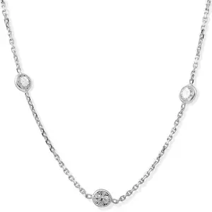 2Ct T.W. Round-Cut Natural Diamond Bezel Station 18" Necklace 14k White Gold