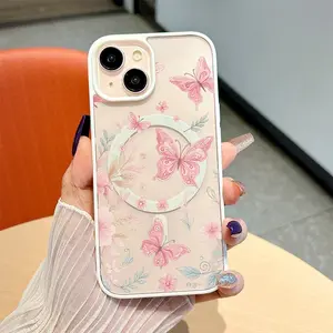 Warm and inviting cartoon Jesus and girl tea time magnetic absorbent case, shockproof and scratch-resistant, compatible with Samsung Galaxy S25 Plus/S25 Ultra/S24 Ultra/S23/S23FE/S23 Plus/S22/S22 Plus. A perfect gift choice