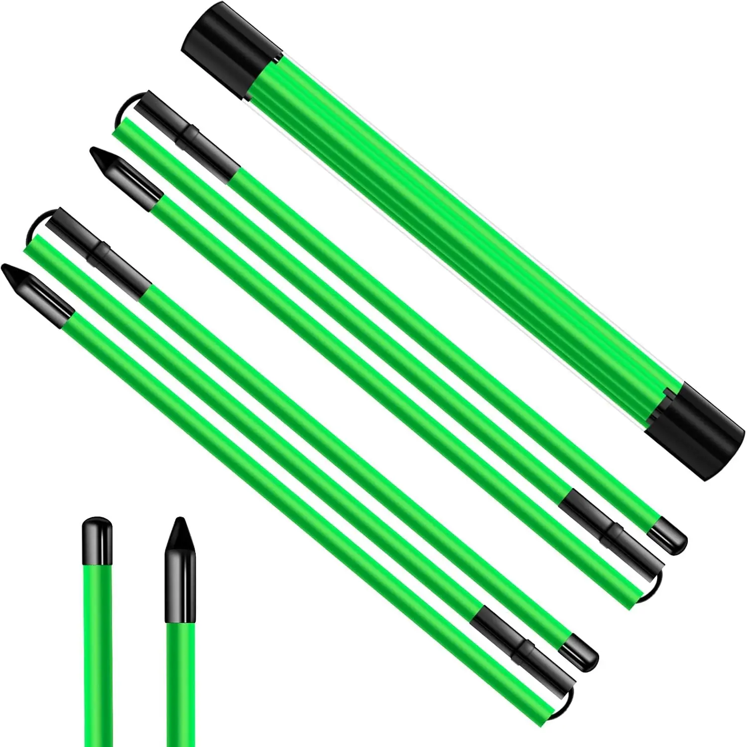 48-Inch Golf Alignment Sticks 2 Pack Collapsible Golf Practice Rods for Aiming, Putting,Golf  Sticks with Clear Tube Case