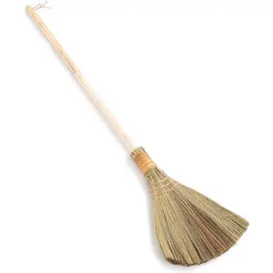 Vietnamese  Whisk Broom - Straw Soft Broom - Long Handle Broomstick  Cleaning, Decoration, Wedding with 45.28 inch Length
