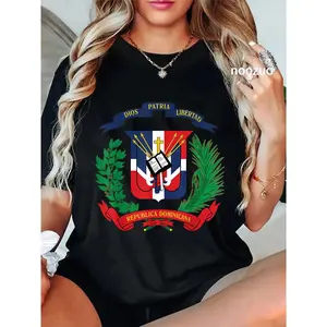 GGOR 100% Cotton Dominican Republic flag National Emblem Republica Dominicana T-Shirt
