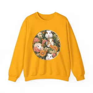 Guinea Pig Sweatshirt, Vintage Floral,  Cozy Cottage Core, Cavy Gift for Her Comfort Comfy