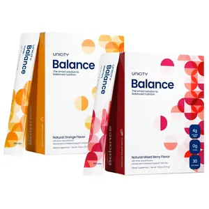 Unicity Balance Drink Mix 2 Pack – Mixed Berry & Natural Orange Flavors (2 Boxes) (7.25g) 60 Stick Packs Healthcare