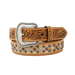 Nocona Ladies Western Calf Hair & Genuine Leather Tan Belt N320003208