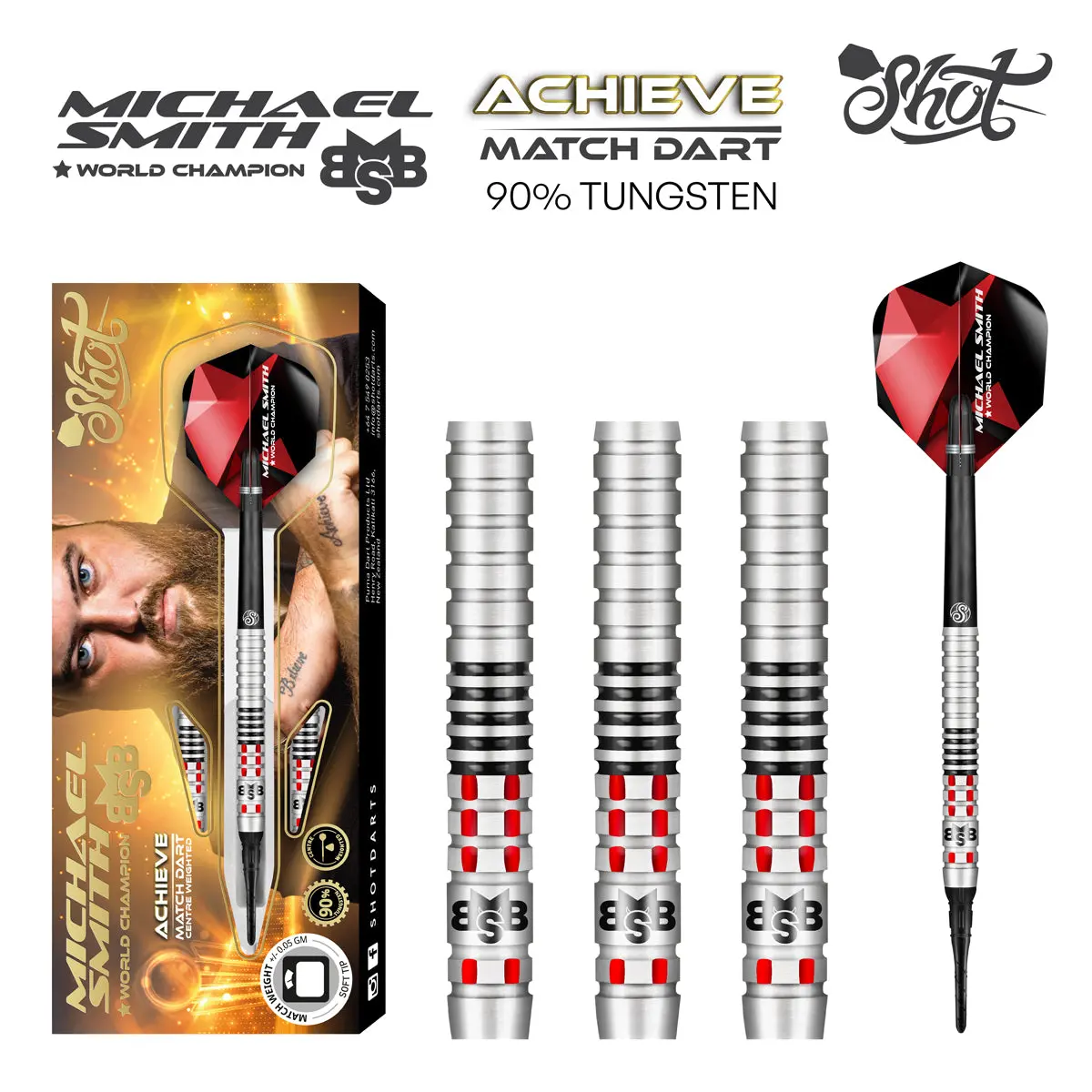 Shot Darts Michael Smith Achieve Soft Tip Dart Set - 20g